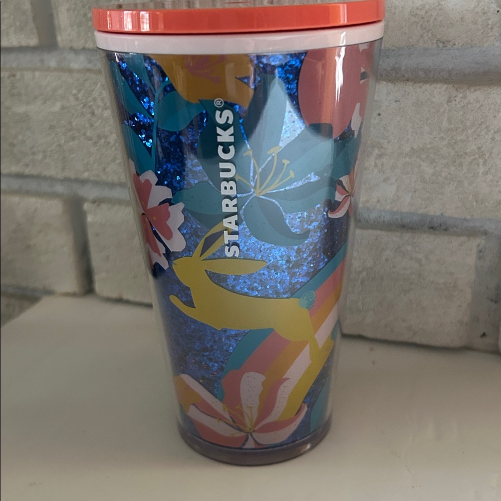 Starbucks Blue and Pink Floral Tumbler